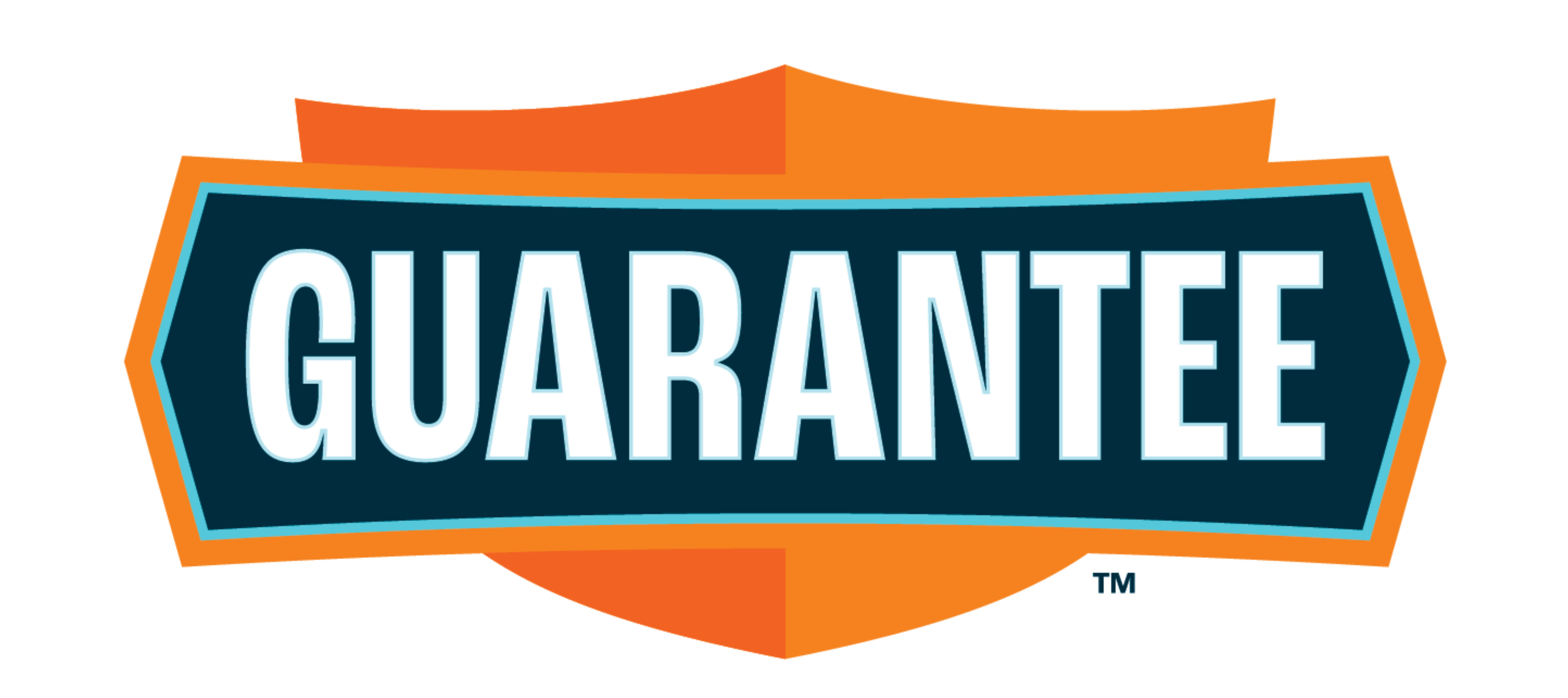 Guarantee Roofing and Fence logo shield in orange and navy